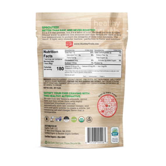 Organic Raw Sprouted Salt & Vinegar Almonds - 1.4 oz - Image 2