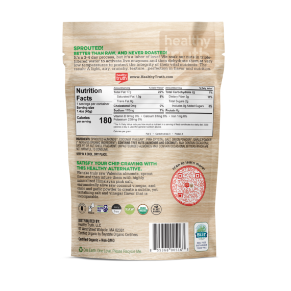 Organic Raw Sprouted Salt & Vinegar Almonds - 1.4 oz - Image 2