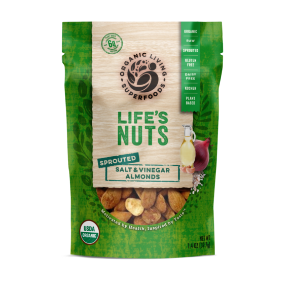 Organic Raw Sprouted Salt & Vinegar Almonds - 1.4 oz