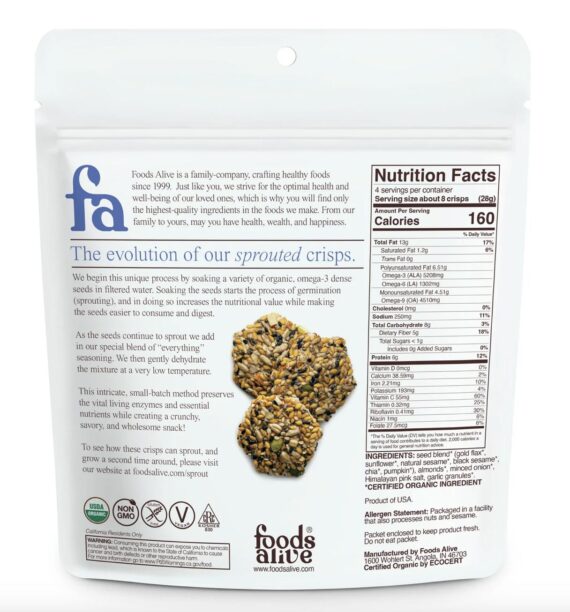 Foods Alive - Everything Sprouted Crackers - Raw Vegan (4oz) - Image 3